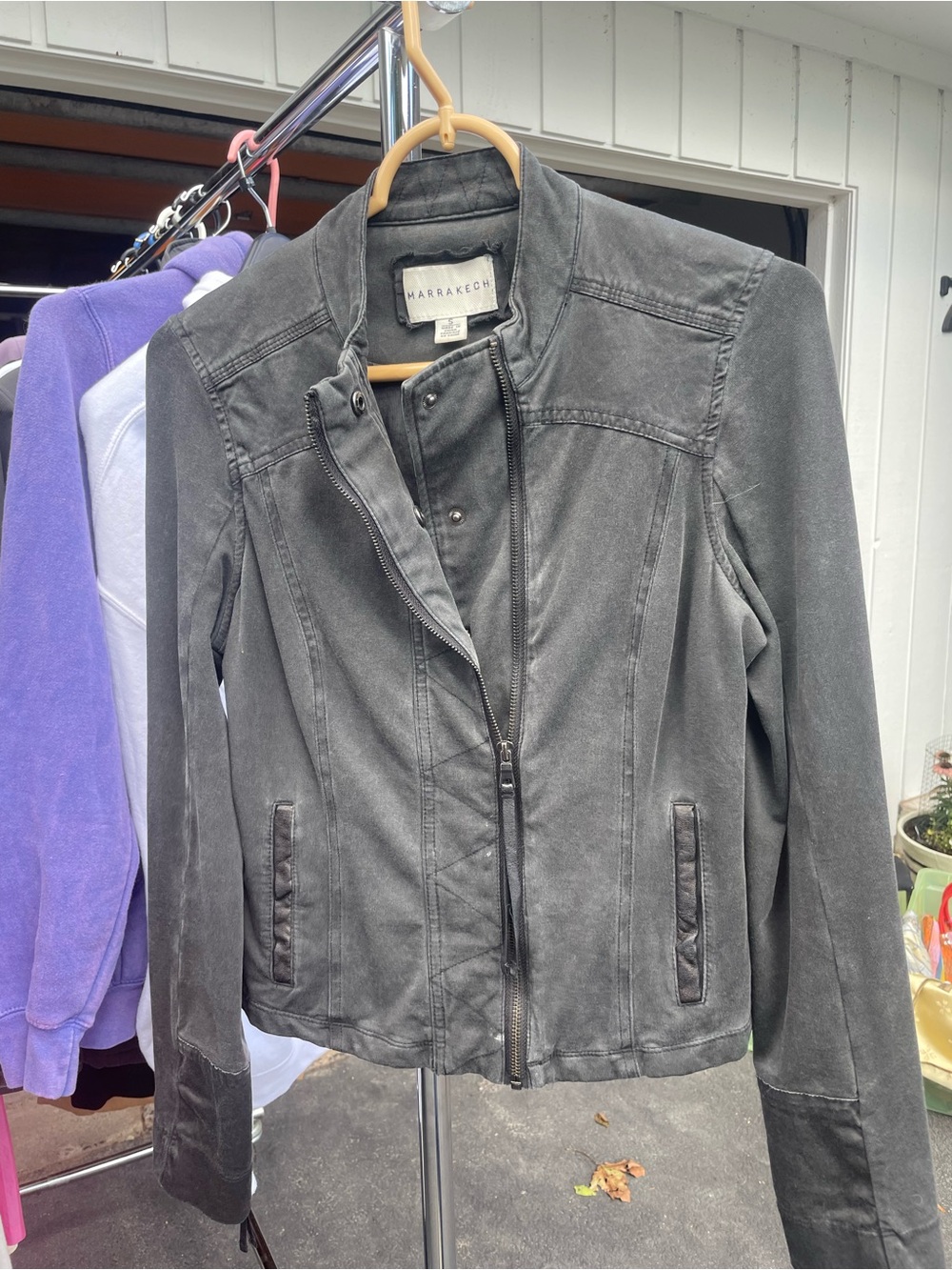 Anthropologie Black Suede-Look Moto Jacket